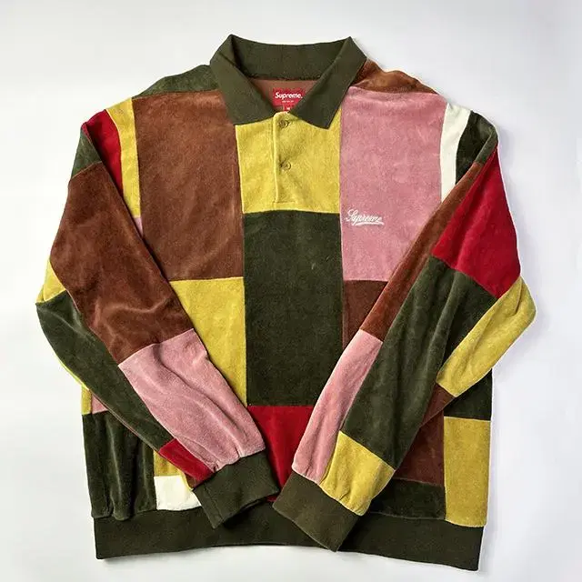 SUPREME 20AW Patchwork 슈프림 벨루어 벨벳 폴로 셔츠